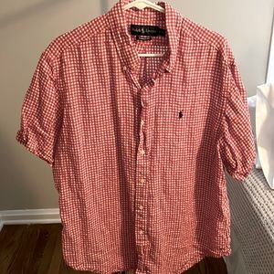 Ralph Lauren Classic - Short Sleeve - Red and White - Linen Material